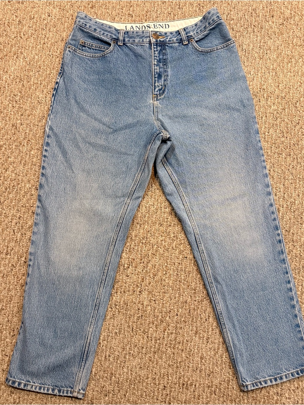 Lands' End Women’s Vintage Light Wash Blue Denim Jeans Original Fit Tapered 12P
